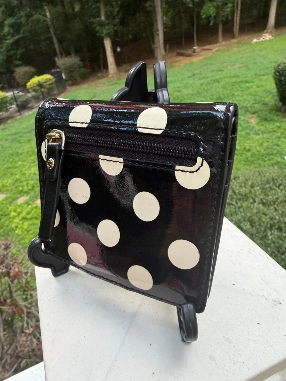 kate spade Black Patent Polka Dot Wallet with Cream Dots - Picture 5 of 16